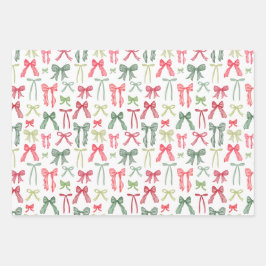 Lazos de Navidad Coquette Papel de Regalo Rojo y V