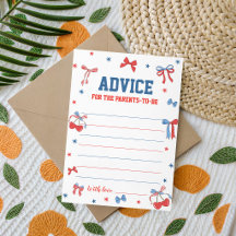 Lazos de tarjeta de consejos para baby shower tota