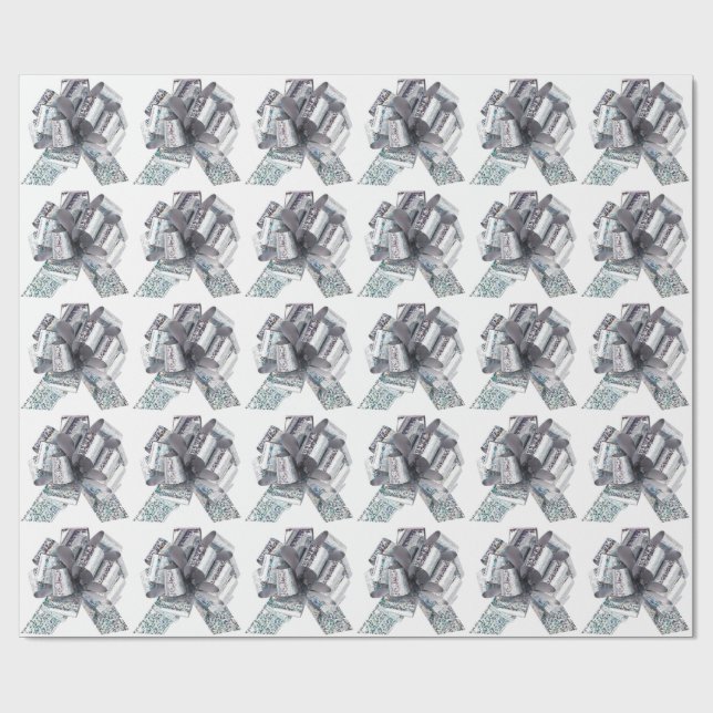 Lazos iridiscentes plateados Papel de regalo blanc (Superficie plana)