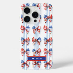 Lazos Patrióticos En Fundas Con Monograma De Rayas