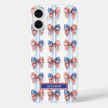 Lazos Patrióticos En Fundas Con Monograma De Rayas