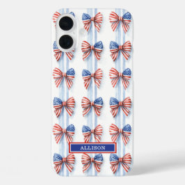 Lazos Patrióticos En Fundas Con Monograma De Rayas