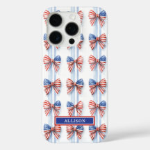 Lazos Patrióticos En Rayas Fundas Monogramadas Cas