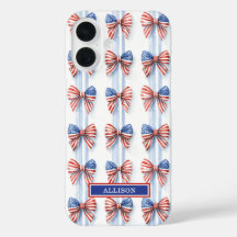 Lazos Patrióticos En Rayas Fundas Monogramadas Cas