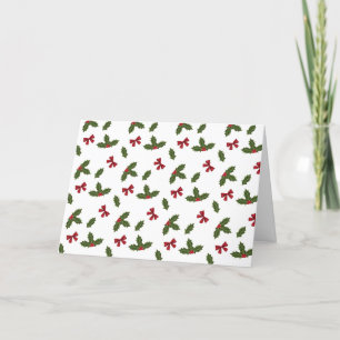 Lazos rojos y plantas de acebo de Navidad Patrón y