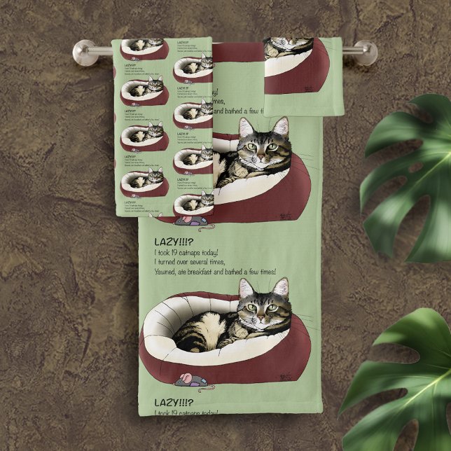 Lazy Cat Bed Green Funny (Subido por el creador)