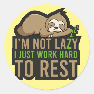 Lazy Sloth Classic Round Pegatina