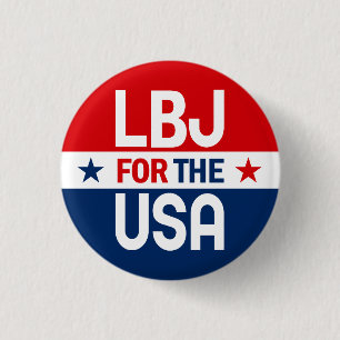 LBJ para el botón de la campaña de los E.E.U.U.