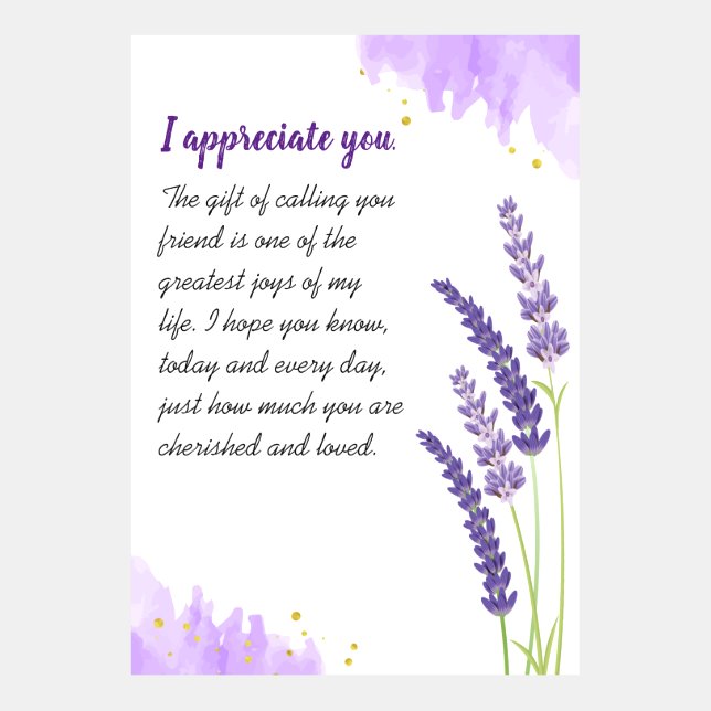 Le agradezco su plantilla de tarjetas con Lavender (Anverso)