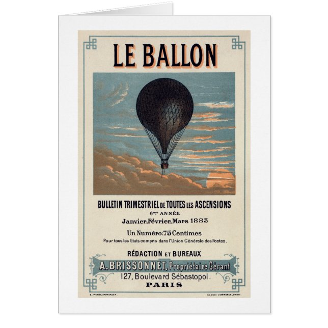 Le Ballon - Tarjeta de felicitación en blanco para (Frente)