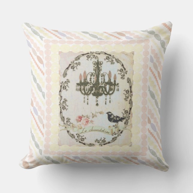 "Le Chandelier" Perlas y Rosas Almohada Reversible (Anverso)