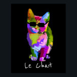 Le Chat Francés arte moderno arte pop fresco gatit<br><div class="desc">Le Chat Francés palabra para slogan de gato con un adorable diseño de arte pop colorido de un gato fresco con gafas de sol. Arte moderno y gracioso para los amantes de los gatos en todas partes.</div>