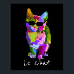 Le Chat Francés arte moderno arte pop fresco gatit<br><div class="desc">Le Chat Francés palabra para slogan de gato con un adorable diseño de arte pop colorido de un gato fresco con gafas de sol. Arte moderno y gracioso para los amantes de los gatos en todas partes.</div>