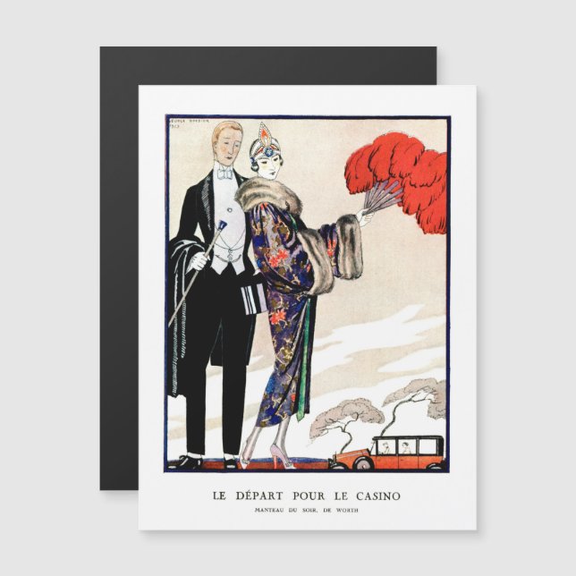 Le départ pour le casino por George Barbier (Anverso/Reverso)