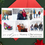 le deseamos MERRY NAVIDAD | 6 COLLAGE DE FOTOS<br><div class="desc">le deseamos MERRY NAVIDAD | 6 Tarjeta de vacaciones de Collage de fotos. Esta tarjeta de moda incluye un collage de fotos de 6 fotos familiares en la parte delantera con texto y fondo personalizado.</div>