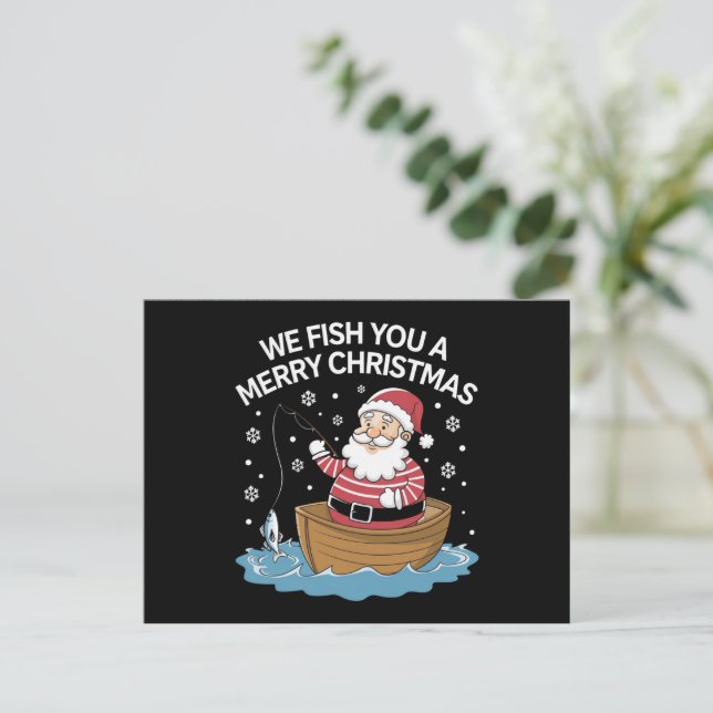 Le Deseamos una Feliz Navidad Pescador Pescando  (Anverso de pie)