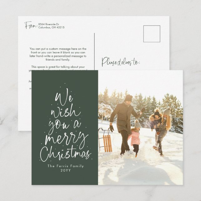 Le deseamos una foto verde tipo Feliz Navidad (Anverso / Reverso)