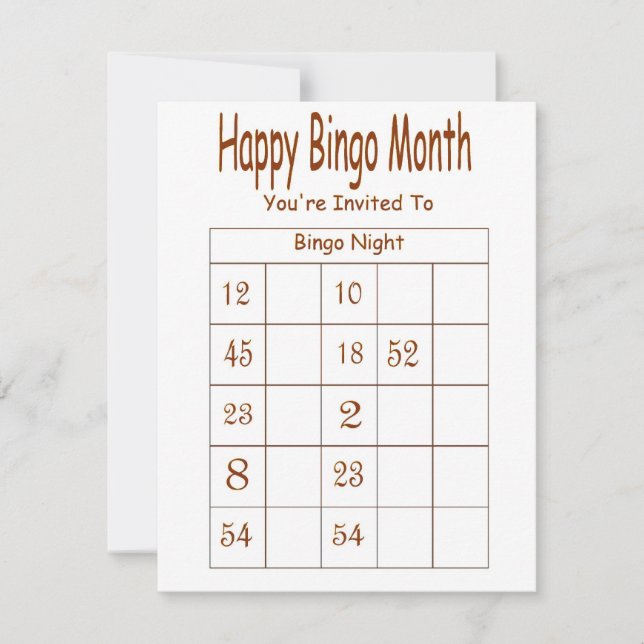 Le invitan a la invitación de la noche del bingo (Anverso)