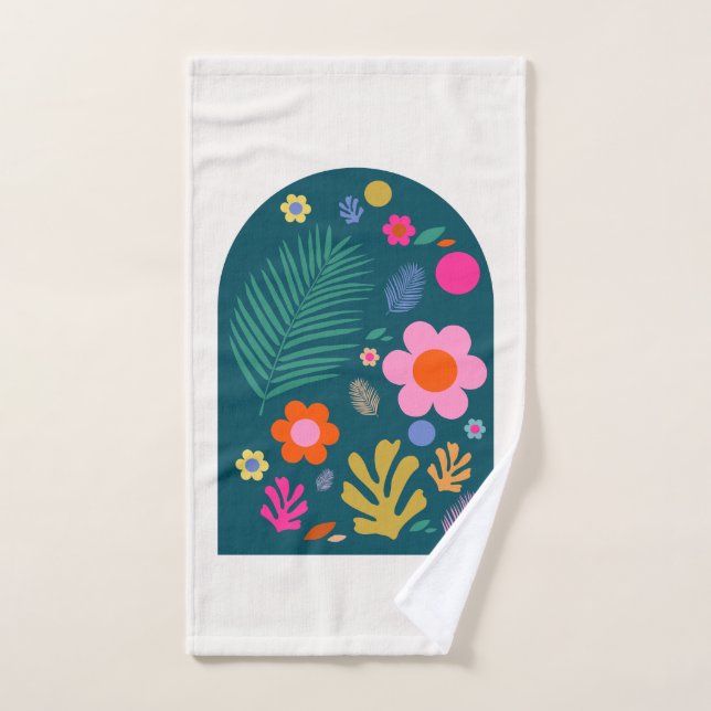 Le Jardin 05 Abstract Flores Navy Floral azul (Toalla de mano)