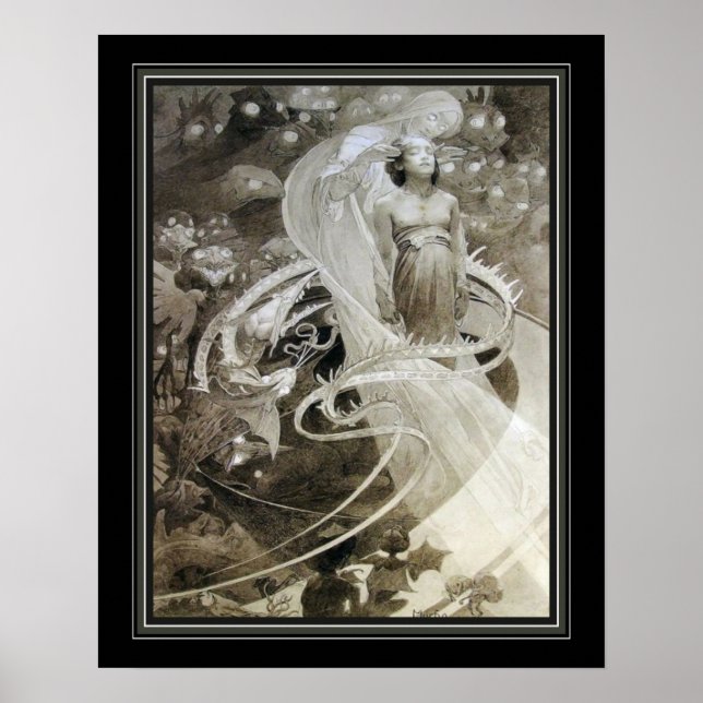 "Le Pater" Impresión Art Nouveau de Alphonse Mucha (Frente)