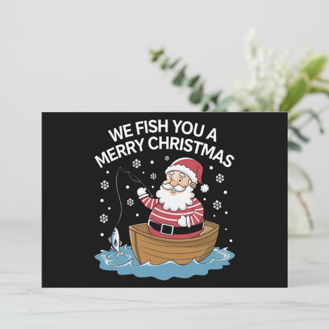 Le pescamos un feliz Navidad pescador pescando  (Anverso de pie)