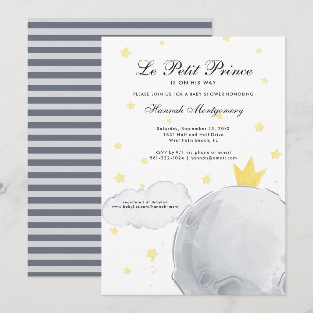 Le Petit Prince | Invitación de Baby Shower (Anverso / Reverso)