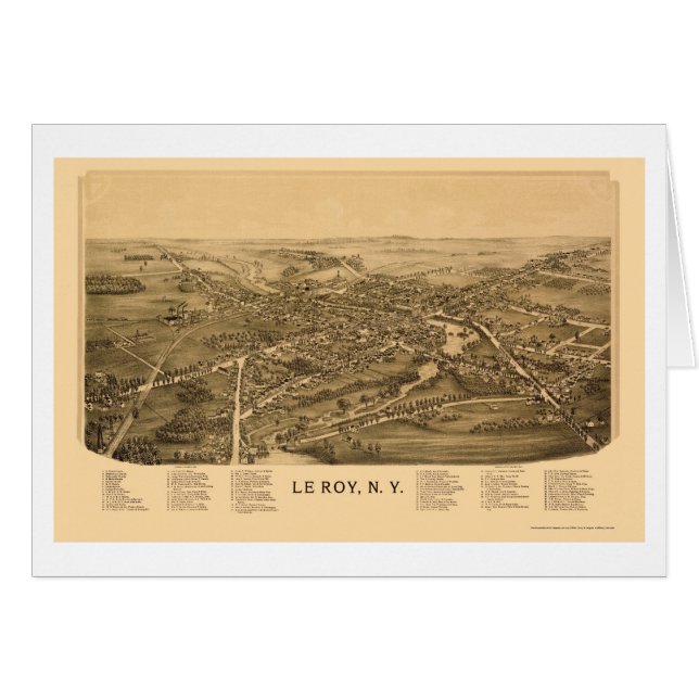 Le Roy, mapa panorámico de NY - 1892 (Anverso (Horizontal))