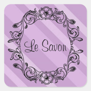 Le Savon Lavender Pegatinas cuadrados a rayas/etiq
