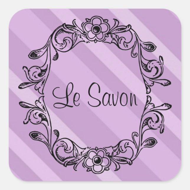 Le Savon Lavender Pegatinas cuadrados a rayas/etiq (Anverso)