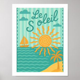 Le Soleil Arte Francés Retro Sol Playa Náutico Vel