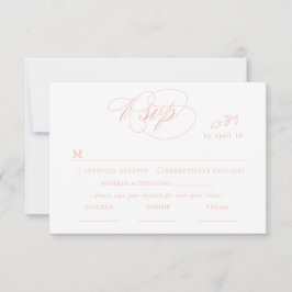 Leaf blanco mínimo Fuente rosa y tarjeta RSVP de c