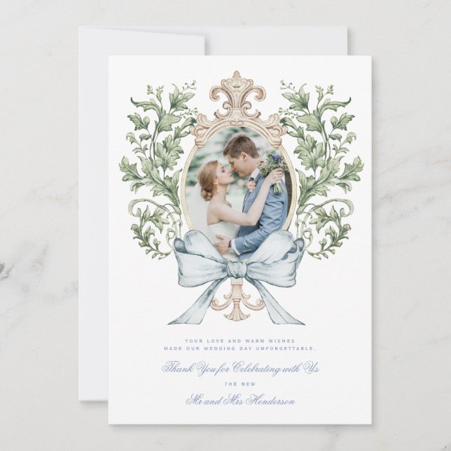 Leaf Escudo con Bow Tarjeta de agradecimiento (Anverso)