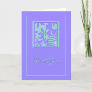 Leaf Motif Verde azulado en Purple Gracias Tarjeta
