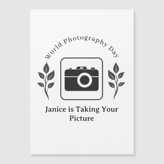 Leaf Natural Black White Photo Name Magnetic Card (Anverso)