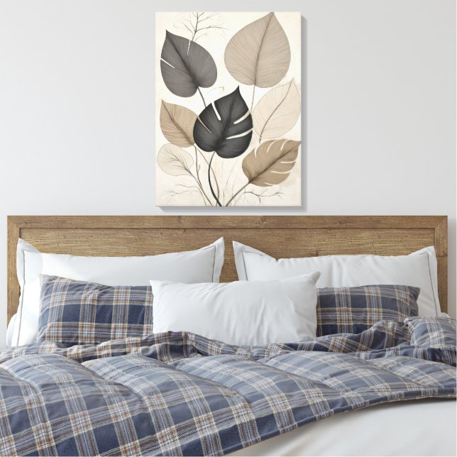 Leaf Neutral Mínima Arte Botánico Moderno (Insitu(Dormitorio))