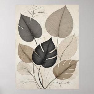 Leaf Neutral Mínima Arte Botánico Moderno