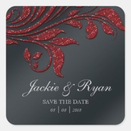 Leaf Save Date Bodas Pegatinas Red Sparkle Xmas 2