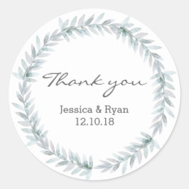 Leaf wreath boda Gracias pegatinas