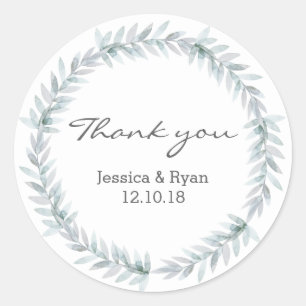 Leaf wreath boda Gracias pegatinas