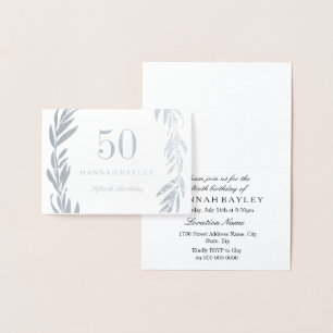 Leaf Wreath Relieve metalizado plateado Invitación