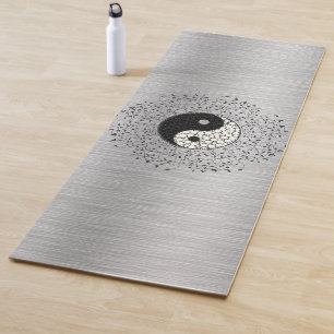 Leaf Wreath Yin Yang Yoga Mat de plata