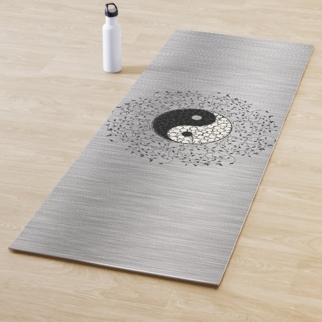 Leaf Wreath Yin Yang Yoga Mat de plata (In situ)