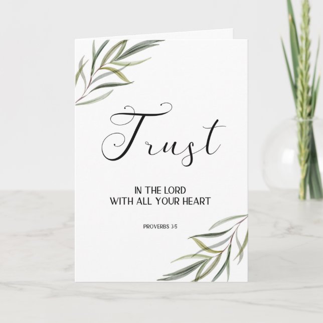 Leafy Bible Verse Gracias tarjeta doblada (Anverso)