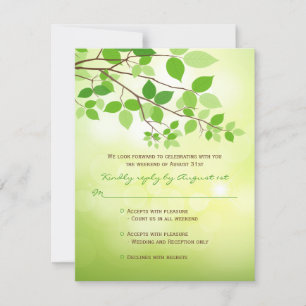 Leafy Branches Camping Wedding Tarjeta RSVP
