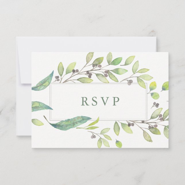 Leafy Green | RSVP de casamiento de tramas de colo (Anverso)
