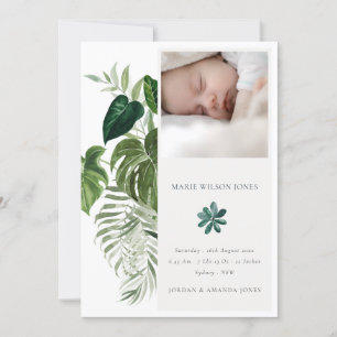 Leafy Tropical Fauna Photo Baby Anuncio de nacimie