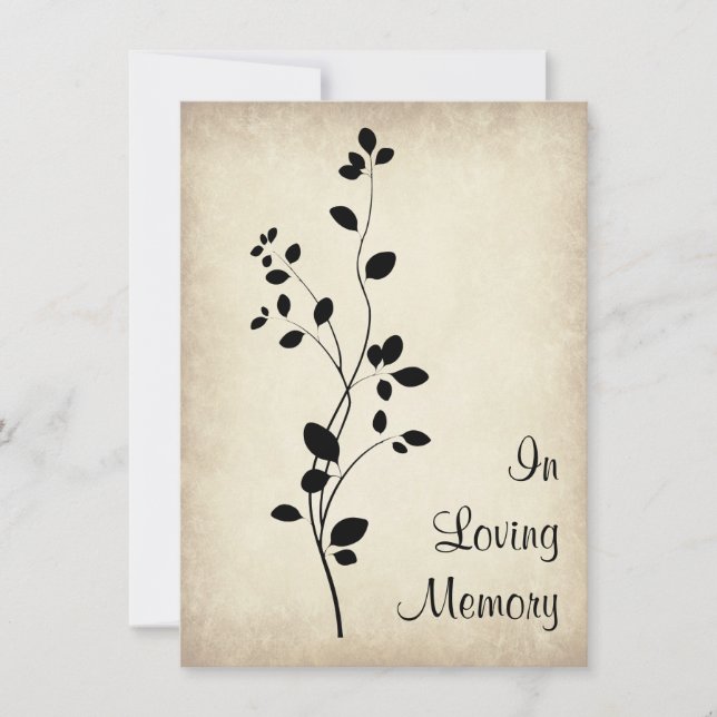 Leafy Vine Design Funeral Memorial Invitación (Anverso)