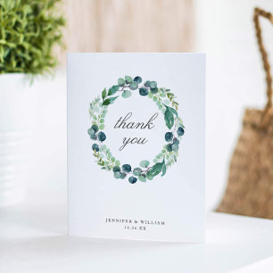 Leafy Watercolor Boda Botánico Gracias Tarjeta
