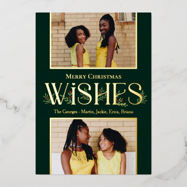 Leafy Wiers Relieve metalizado Tarjeta de vacacion (Anverso)