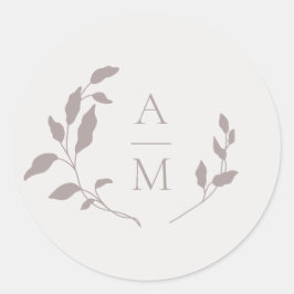 Leafy wreath initis boda pegatina